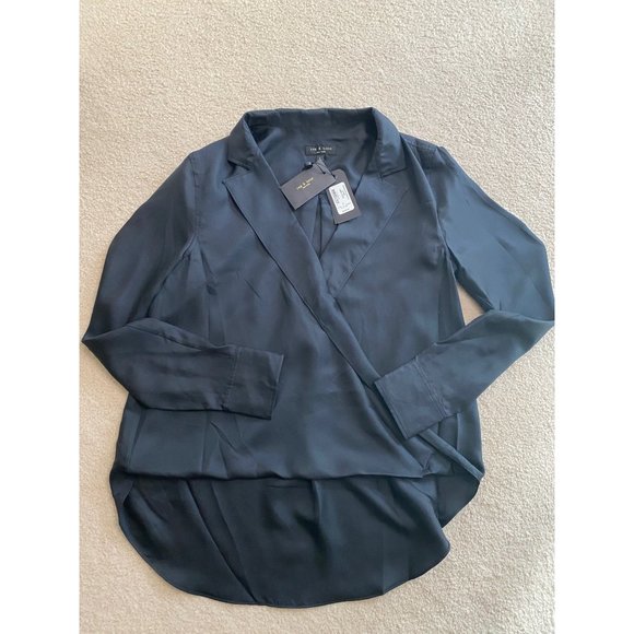 Rag & Bone Dean Shirt Black Silk Size Small New - Picture 5 of 8